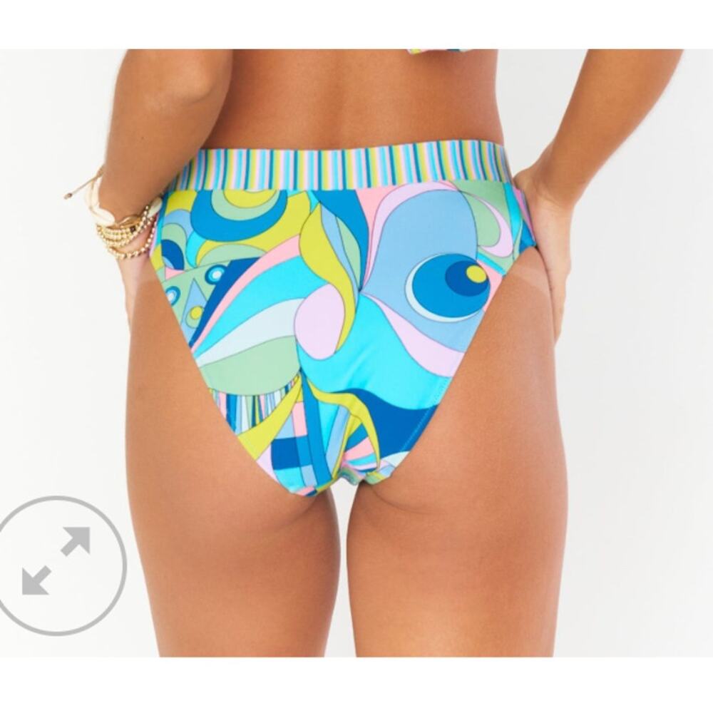 SHOW ME YOUR MUMU Bali Bottom Go Go Geo Blue Pink Print Stripe BandM - Picture 2 of 5